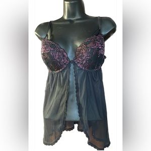 LS BLK/Wine Lingerie, L *P1074